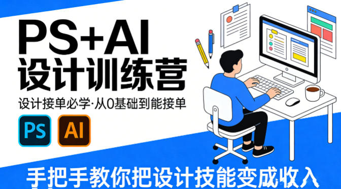 设计接单必学，PS+AI设计训练营，从0基础到能接单，手把手教你把设计技能变成收入——生财有道创业项目网