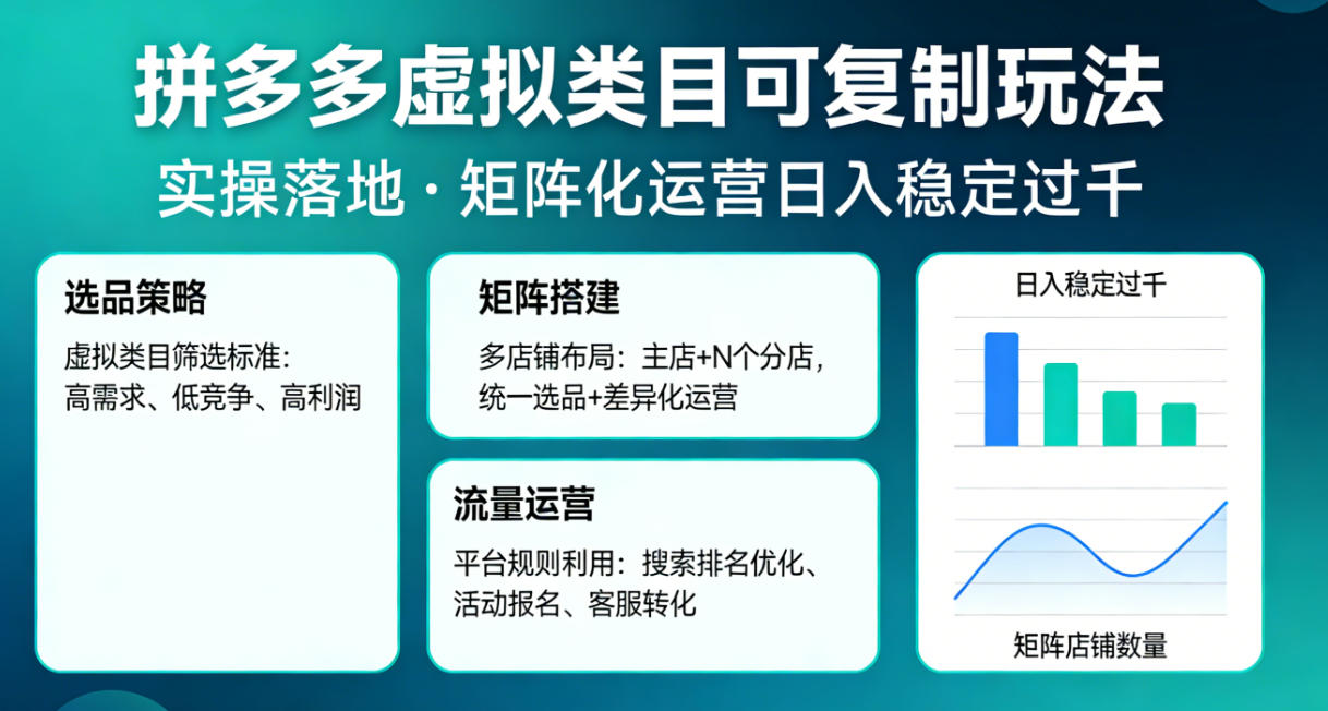 图片[1]-拼多多虚拟类目可复制玩法，实操落地，矩阵化日入稳定过千【揭秘】——生财有道创业项目网-生财有道