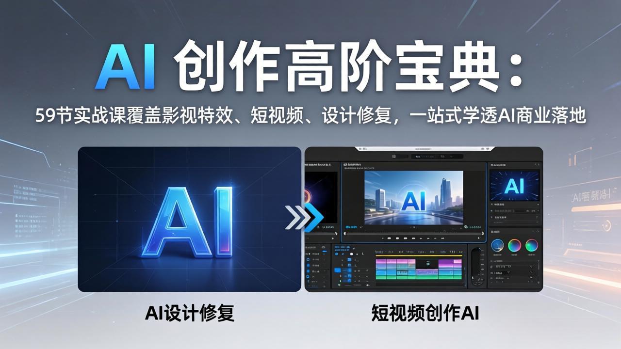图片[1]-（17887期）AI 创作高阶宝典：59节实战课覆盖影视特效、短视频、设计修复，一站式学透AI商业落地_生财有道创业项目网-生财有道