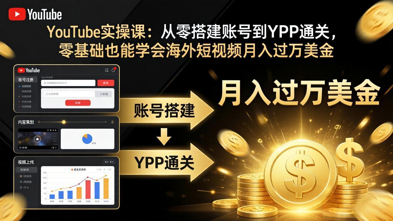 图片[1]-（17897期）YouTube实操课：从零搭建账号到YPP通关，零基础也能学会海外短视频月入过万美金_生财有道创业项目网-生财有道