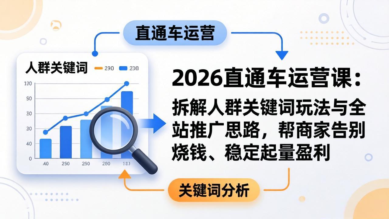 图片[1]-（17898期）2026直通车运营课：拆解人群关键词玩法与全站推广思路，帮商家告别烧钱、稳定起量盈利_生财有道创业项目网-生财有道