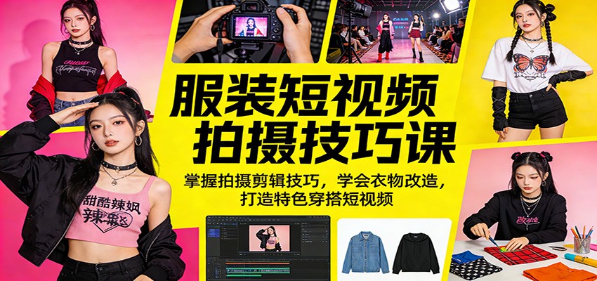 图片[1]-服装短视频拍摄技巧课：掌握拍摄剪辑技巧，学会衣物改造，打造特色穿搭短视频_生财有道创业网-生财有道