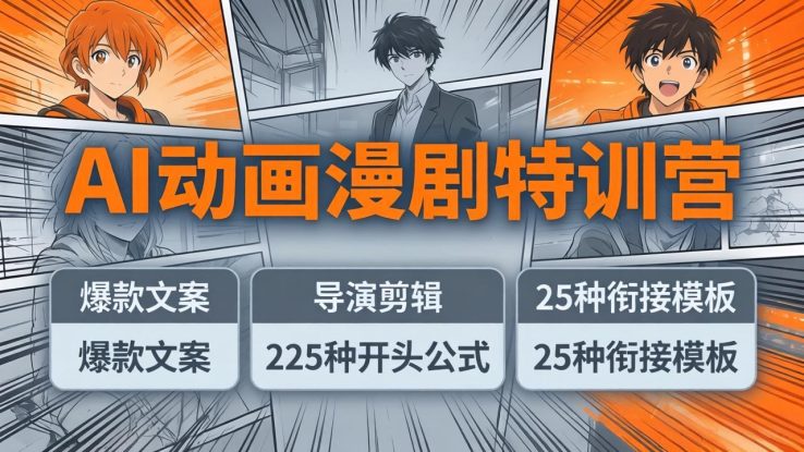 （17917期）AI动画漫剧特训营：爆款文案+导演剪辑：225种开头公式+25种衔接模板，两小时剪电影级大片_生财有道创业项目网