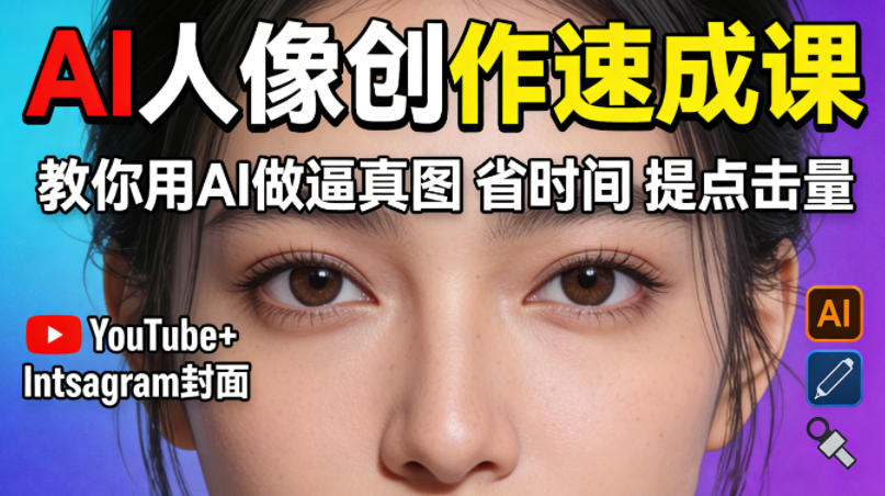 图片[1]-YouTube+Instagram封面没人点？AI人像创作速成课，教你用AI做逼真图，省时间还能提点击量！——生财有道创业项目网-生财有道