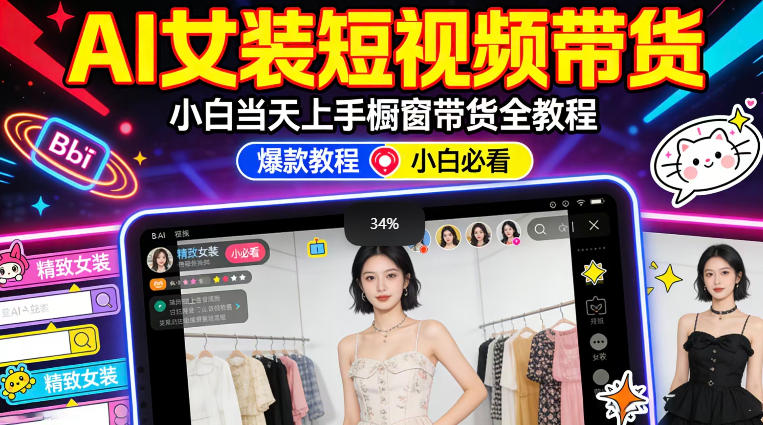 图片[1]-AI女装短视频橱窗带货：小白零门槛当天上手，高佣金爆款轻松賺！——生财有道创业项目网-生财有道
