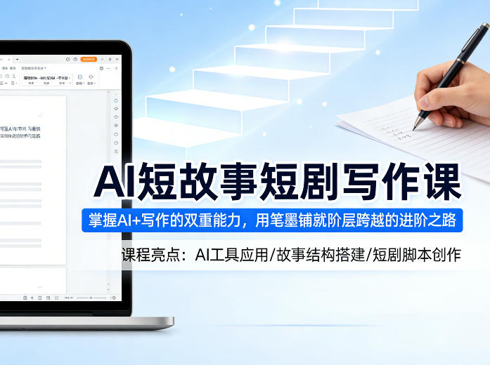 图片[1]-AI短故事短剧写作课，掌握AI+写作的双重能力，用笔墨铺就阶层跨越的进阶之路——生财有道创业项目网-生财有道