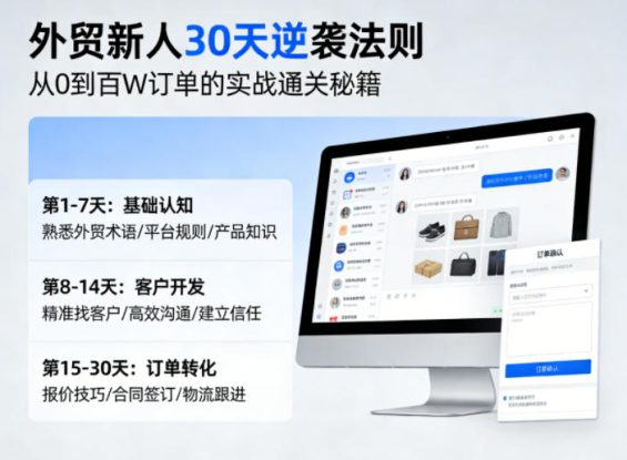 外贸新人30天逆袭法则，教你从0到百W订单的实战通关秘籍——生财有道创业项目网