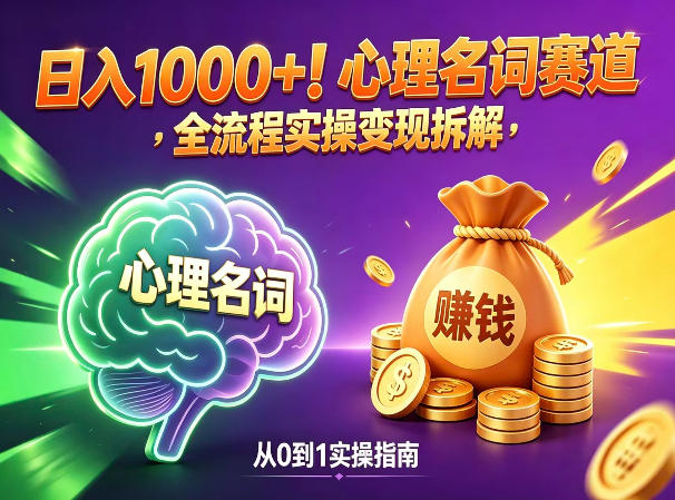 图片[1]-心理名词赛道，新手小白也能做，全流程项目拆解，单日变现1k+——生财有道创业项目网-生财有道