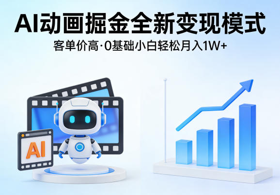 AI动画掘金全新变现模式，客单价高，0基础小白也能轻松月入1W+——生财有道创业项目网