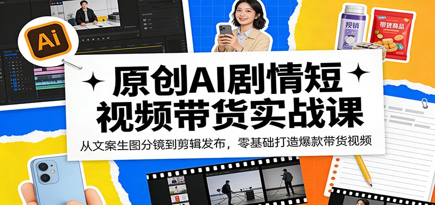 图片[1]-原创AI剧情短视频带货实战课：从文案生图分镜到剪辑发布，零基础打造爆款带货视频_生财有道创业网-生财有道