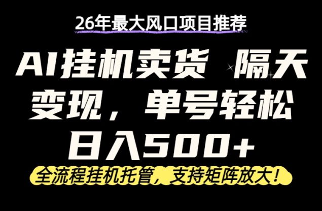 （17933期）26年最新AI挂机卖货，隔天出收益，单账号轻松日入500+_生财有道创业项目网