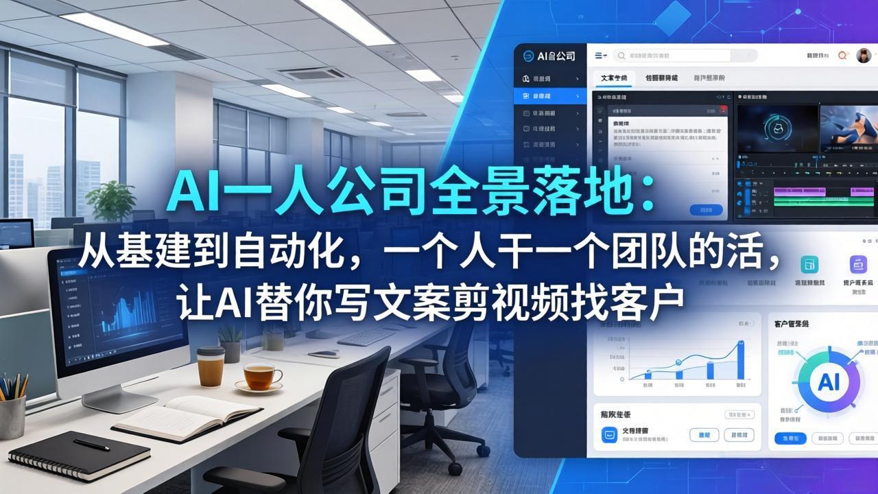 图片[1]-（17939期）AI一人公司全景落地：从基建到自动化，一个人干一个团队的活，让AI替你写文案剪视频找客户_生财有道创业项目网-生财有道
