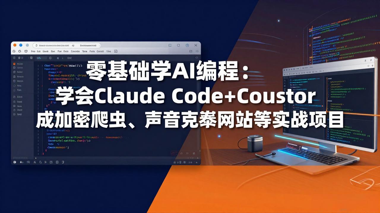 图片[1]-（17941期）零基础学AI编程：学会Claude Code+Cursor完成加密爬虫、声音克隆网站等实战项目_生财有道创业项目网-生财有道