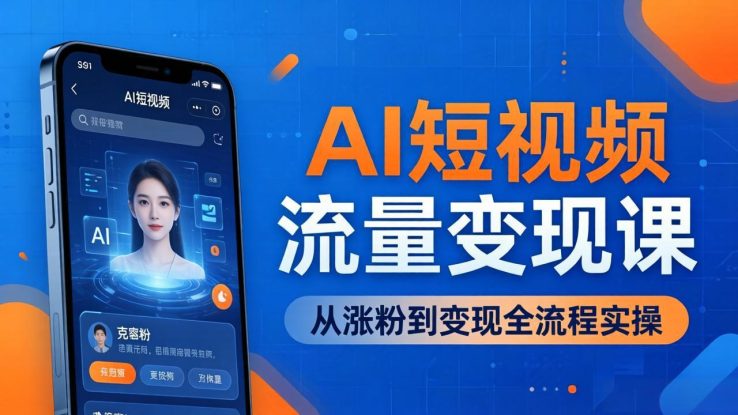 （17939期）AI短视频流量变现课：一部手机玩转数字人克隆+爆款制作，从涨粉到变现全流程实操_生财有道创业项目网