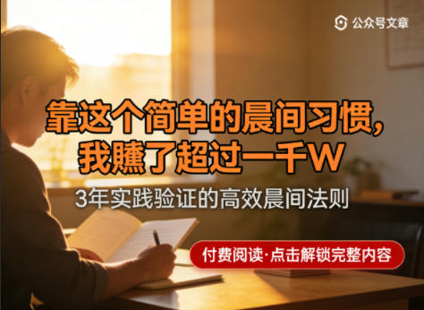 某公众号付费文章：靠这个简单的晨间习惯，我賺了超过一千W——生财有道创业项目网