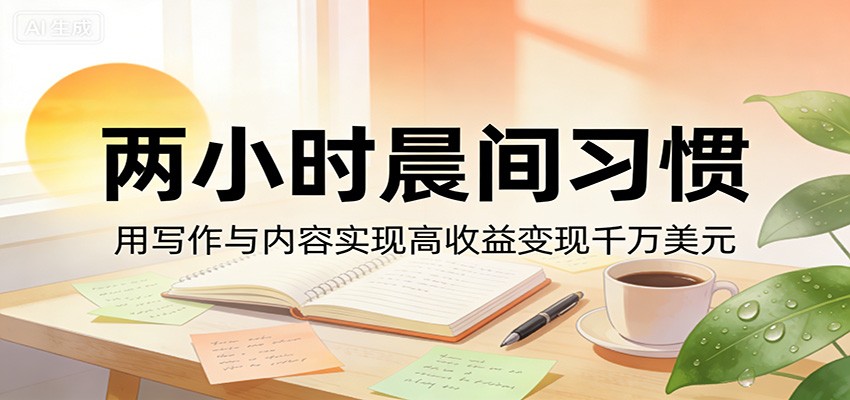图片[1]-付费文章：两小时晨间习惯，用写作与内容实现高收益变现千万美元_生财有道创业网-生财有道