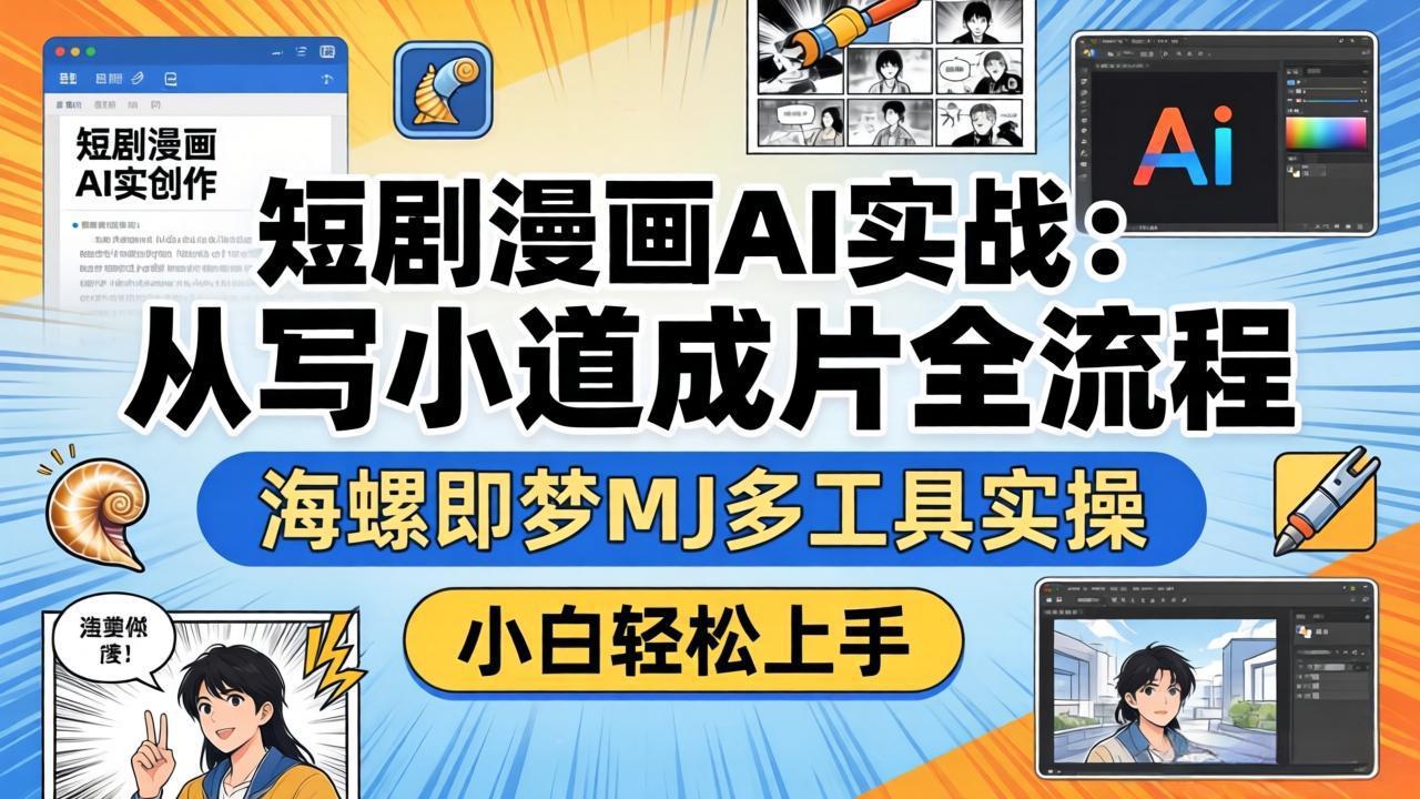 图片[1]-（17945期）短剧漫画AI实战：从写小说到成片全流程，海螺即梦MJ多工具实操，小白轻松上手_生财有道创业项目网-生财有道