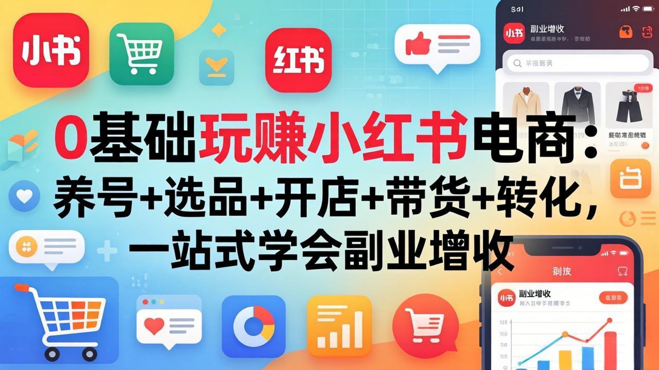 图片[1]-（17949期）0基础玩赚小红书电商：养号+选品+开店+带货+转化，一站式学会副业增收_生财有道创业项目网-生财有道