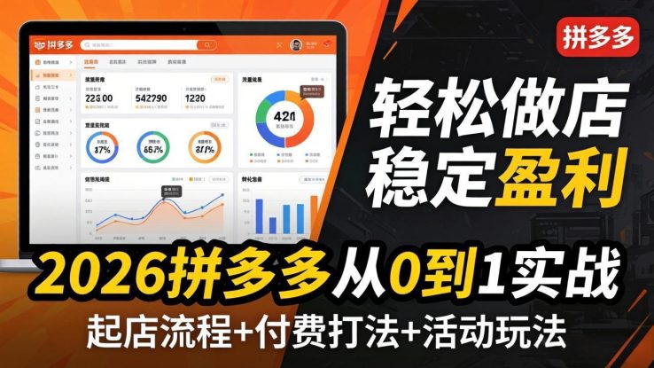 （17951期）2026拼多多从0到1实战-4月更新：最新起店流程+付费打法+活动玩法，轻松做店稳定盈利_生财有道创业项目网