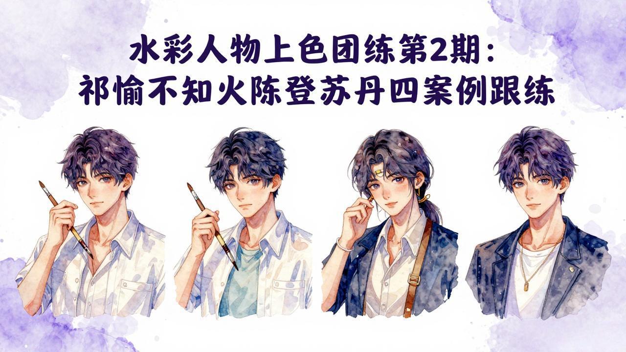 图片[1]-（17954期）水彩人物上色团练第2期：祁煜不知火陈登苏丹四案例跟练，手把手提升绘画能力_生财有道创业项目网-生财有道