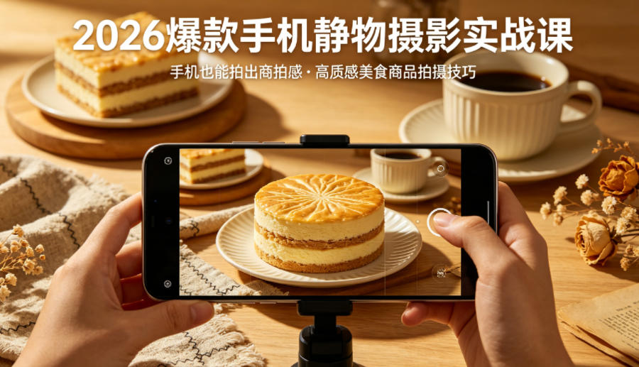 图片[1]-2026爆款手机静物摄影实战课，手机也能拍出商拍感，学会拍出高质感美食商品——生财有道创业项目网-生财有道