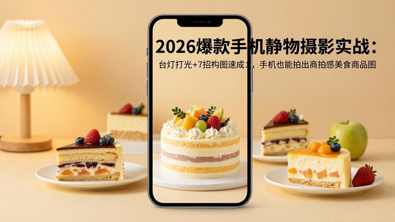 图片[1]-（17960期）2026爆款手机静物摄影实战：台灯打光+7招构图速成，手机也能拍出商拍感美食商品图_生财有道创业项目网-生财有道