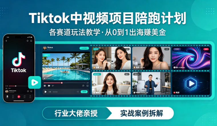 图片[1]-某大佬的Tiktok中视频项目陪跑，涵盖TK各个赛道玩法教学，从0到1出海賺美金——生财有道创业项目网-生财有道
