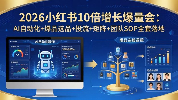 （17964期）2026小红书10倍增长爆量会：AI自动化+爆品选品+投流+矩阵+团队SOP全套落地_生财有道创业项目网