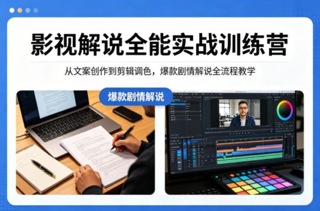 影视解说全能实战训练营：从文案创作到剪辑调色，爆款剧情解说全流程教学——生财有道创业项目网