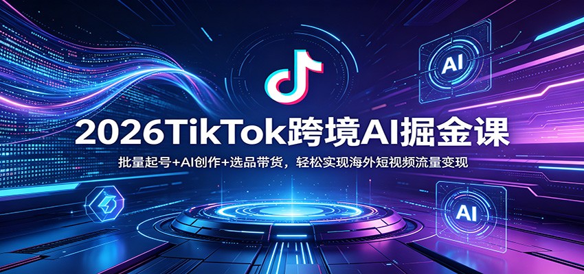 图片[1]-2026TikTok跨境AI掘金课：批量起号+AI创作+选品带货，轻松实现海外短视频流量变现_生财有道创业网-生财有道