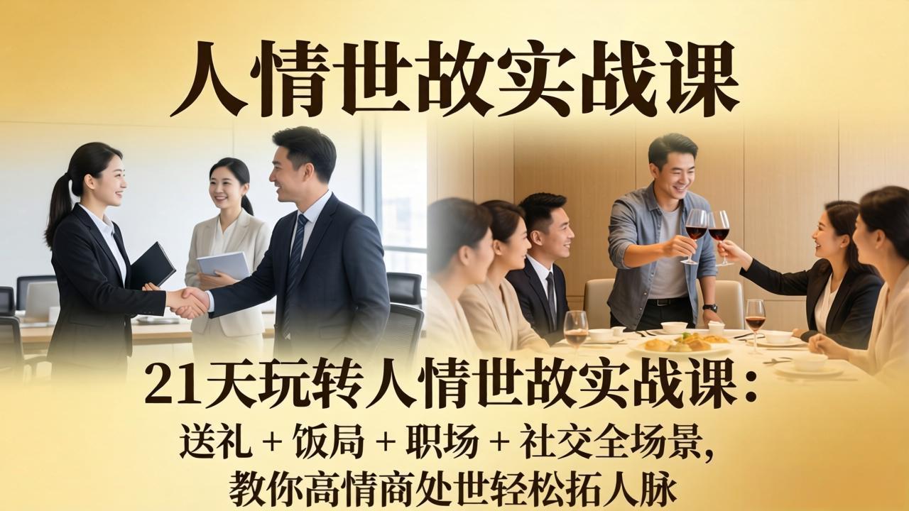 图片[1]-（17968期）21 天玩转人情世故实战课：送礼 + 饭局 + 职场 + 社交全场景，教你高情商处世轻松拓人脉_生财有道创业项目网-生财有道