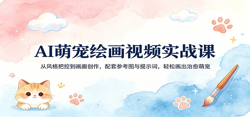 图片[1]-AI萌宠绘画视频实战课：从风格把控到画面创作，配套参考图与提示词，轻松画出治愈萌宠_生财有道创业网-生财有道