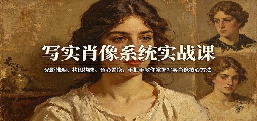 图片[1]-写实肖像系统实战课：光影推理、构图构成、色彩置换，手把手教你掌握写实肖像核心方法_生财有道创业网-生财有道