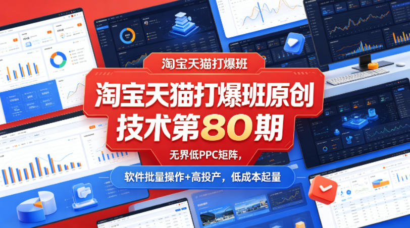 图片[1]-淘宝天猫打爆班原创技术第80期，无界低PPC矩阵，软件批量操作+高投产，低成本起量——生财有道创业项目网-生财有道