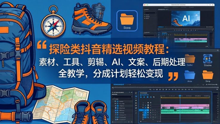 (17994期)探险类抖音精选视频教程:素材、工具、剪辑、AI、文案、后期处理全教学,分成计划轻松变现_生财有道创业项目网