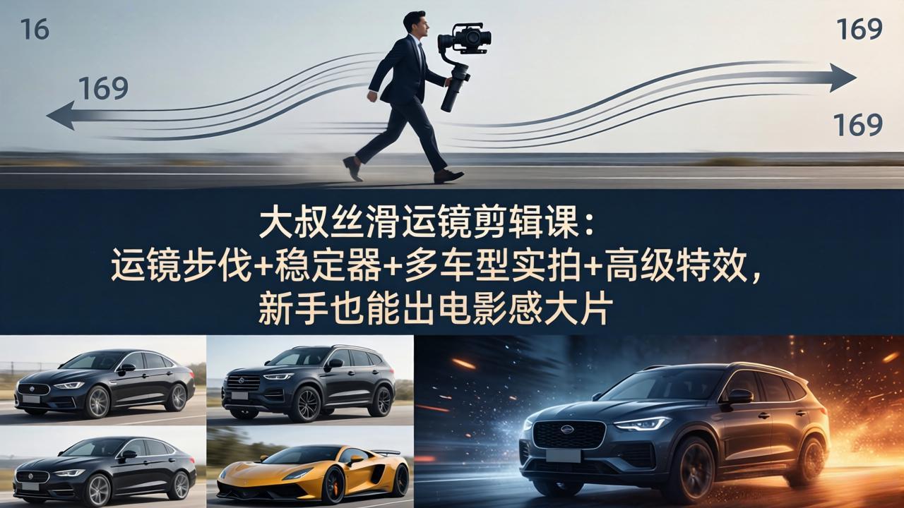 图片[1]-（18004期）大叔丝滑运镜剪辑课：运镜步伐+稳定器+多车型实拍+高级特效，新手也能出电影感大片_生财有道创业项目网-生财有道