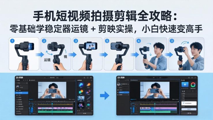 （18003期）手机短视频拍摄剪辑全攻略：零基础学稳定器运镜 + 剪映实操，小白快速变高手_生财有道创业项目网