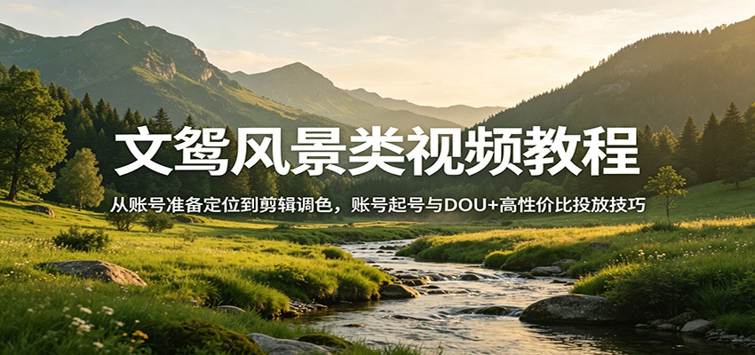 图片[1]-文鸳风景类视频教程：从账号准备定位到剪辑调色，账号起号与DOU+高性价比投放技巧_生财有道创业网-生财有道