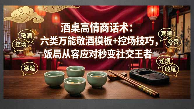 （18020期）付费文章：酒桌高情商话术：六类万能敬酒模板+控场技巧，饭局从容应对秒变社交王者_生财有道创业项目网