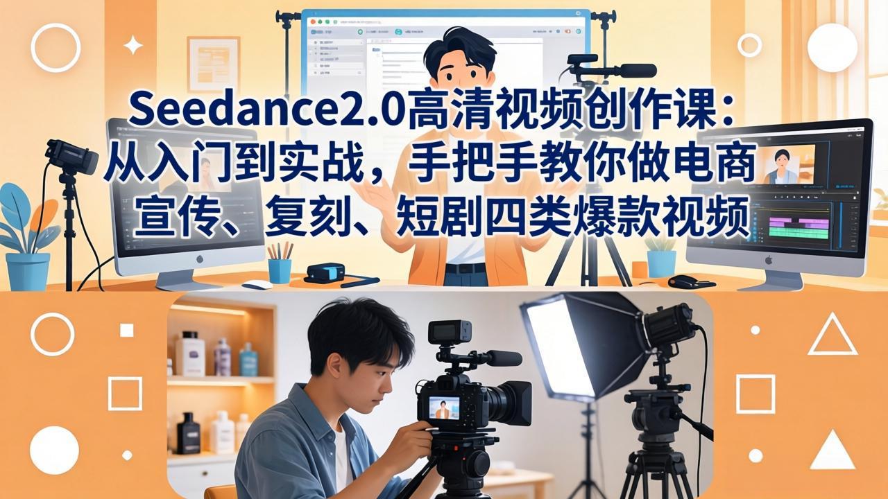 图片[1]-（18019期）Seedance2.0高清视频创作课：从入门到实战，手把手教你做电商、宣传、复刻、短剧四类爆款视频_生财有道创业项目网-生财有道