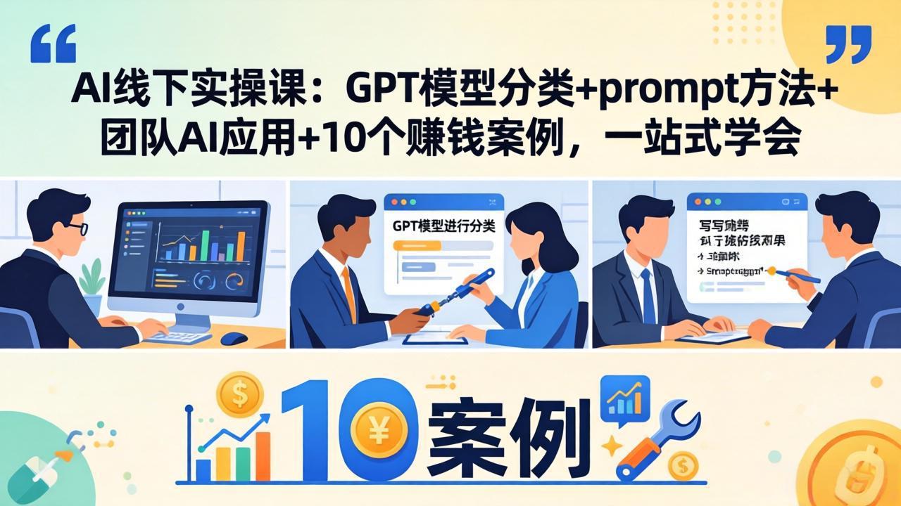 图片[1]-（18017期）AI线下实操课：GPT模型分类+prompt方法+团队AI应用+10个赚钱案例，一站式学会_生财有道创业项目网-生财有道