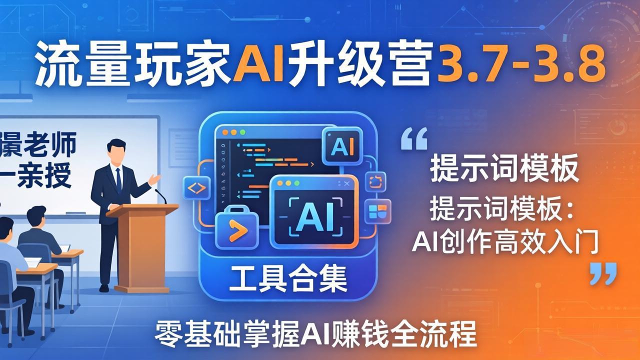 图片[1]-（18022期）流量玩家AI升级营3.7-3.8全套资料：多老师亲授+工具合集+提示词模板，零基础掌握AI赚钱全流程_生财有道创业项目网-生财有道