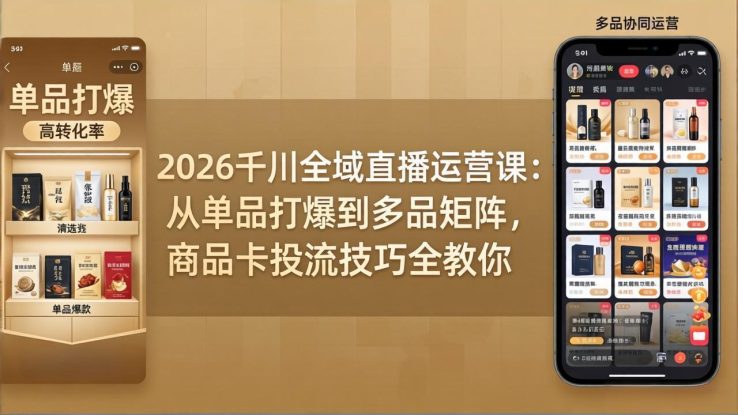（18028期）2026千川全域直播运营课：从单品打爆到多品矩阵，商品卡投流技巧全教你_生财有道创业项目网