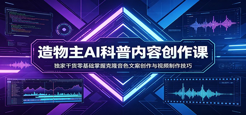AI科普内容创作课：独家干货零基础掌握克隆音色文案创作与视频制作技巧_生财有道创业网