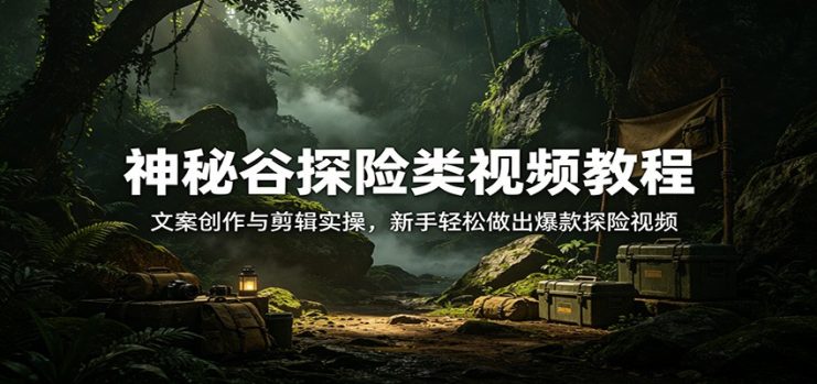 神秘谷探险类视频教程：文案创作与剪辑实操，新手轻松做出爆款探险视频_生财有道创业网