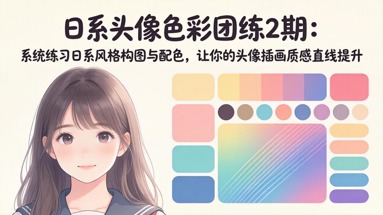 图片[1]-（18034期）日系头像色彩团练2期：系统练习日系风格构图与配色，让你的头像插画质感直线提升_生财有道创业项目网-生财有道