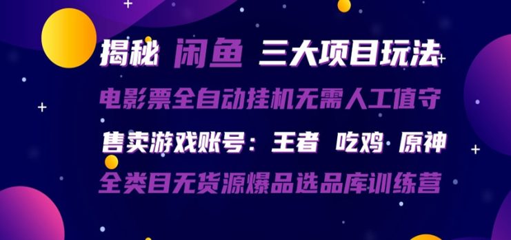 闲鱼三种玩法 全自动电影票  售卖游戏账号  爆品选品库训练营_生财有道创业网