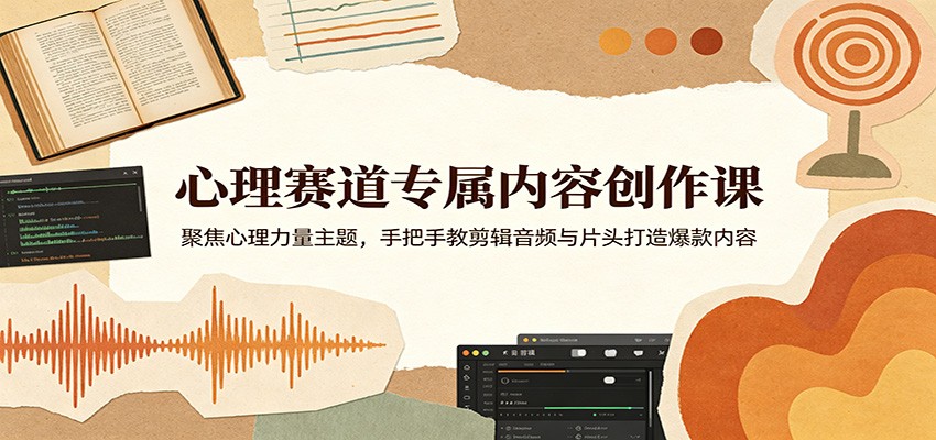 图片[1]-心理赛道专属内容创作课：聚焦心理力量主题，手把手教剪辑音频与片头打造爆款内容_生财有道创业网-生财有道