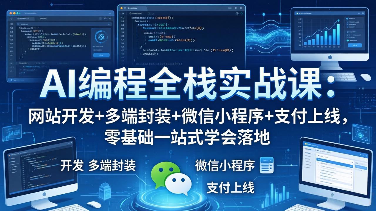 图片[1]-（18049期）AI编程全栈实战课：网站开发+多端封装+微信小程序+支付上线，零基础一站式学会落地_生财有道创业项目网-生财有道