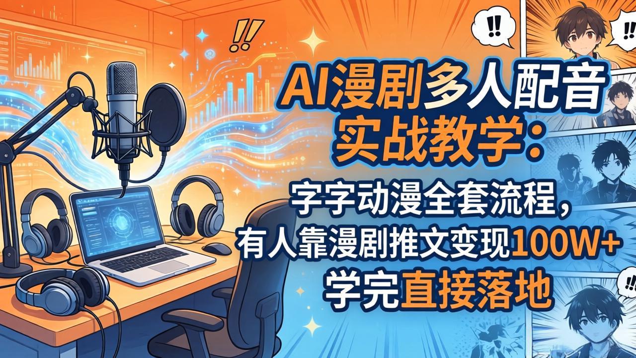 图片[1]-（18060期） AI漫剧多人配音实战教学：字字动漫全套流程，有人靠漫剧推文变现100W+，学完直接落地_生财有道创业项目网-生财有道